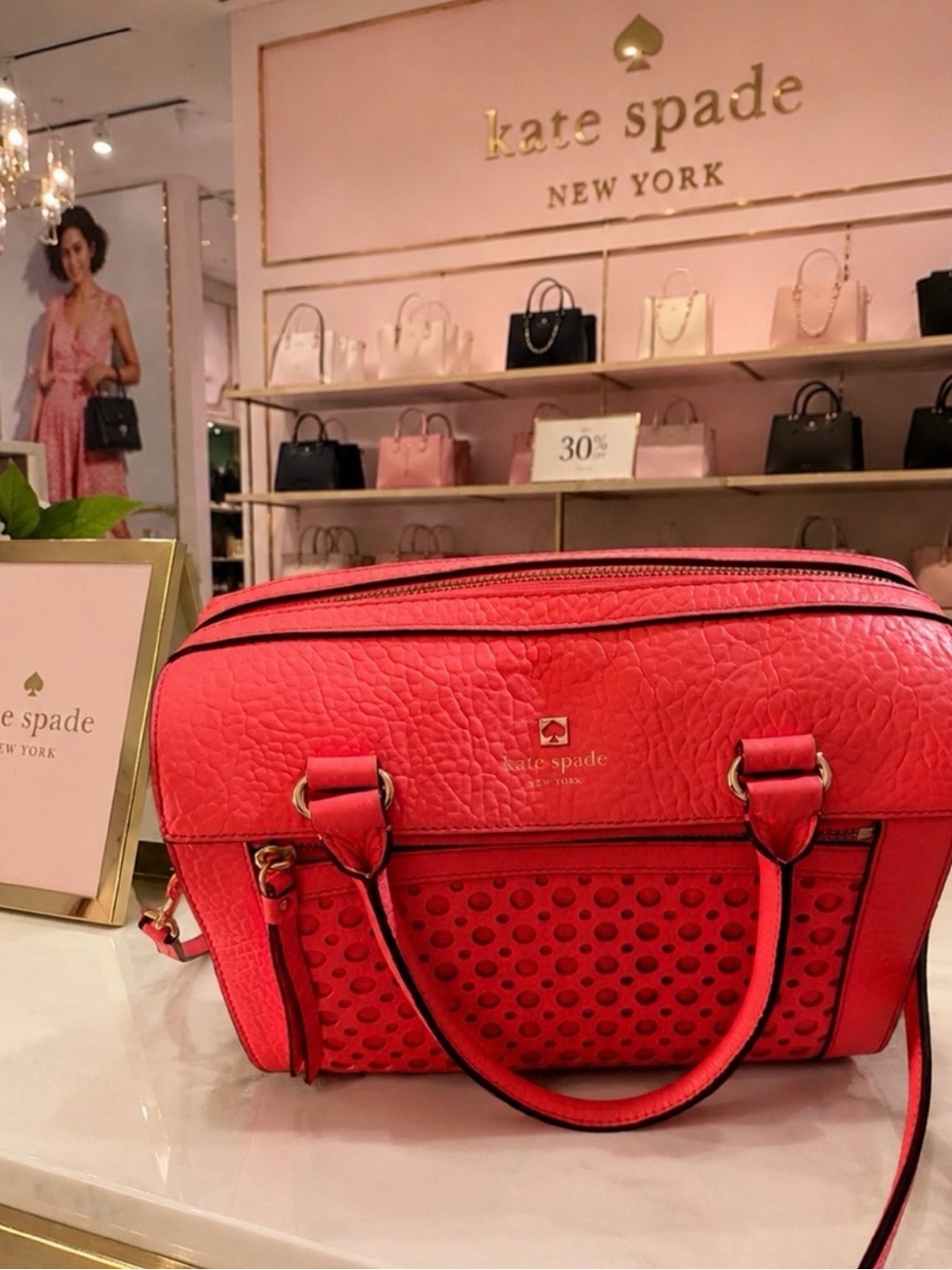 kate spade Red Perforated Leather Crossbody SatcheL EUC